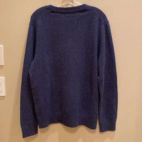Banana Republic Italian Extra Fine Merino Wool V Neck L/S Sweater Mid Blue Sz L - Picture 4 of 7